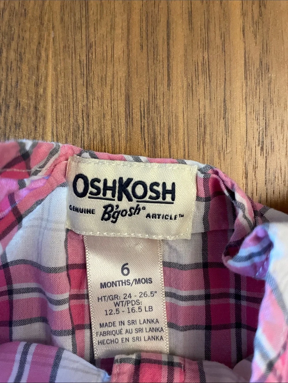 OshKosh B'gosh Pink Plaid Long-Sleeve Baby Bodysuit